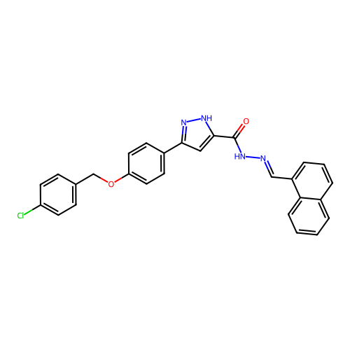 3-(4-((4-CL-Benzyl)oxy)PH)-N'-(1-naphthylmethylene)-1H-pyrazole-5-carbohydrazide structure
