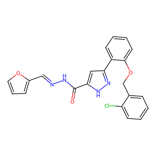 3-(2-((2-CHLOROBENZYL)OXY)PH)-N'-(2-FURYLMETHYLENE)-1H-PYRAZOLE-5-CARBOHYDRAZIDE structure
