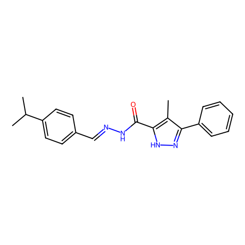 (E)-N'-(4-isopropylbenzylidene)-4-methyl-3-phenyl-1H-pyrazole-5-carbohydrazide structure