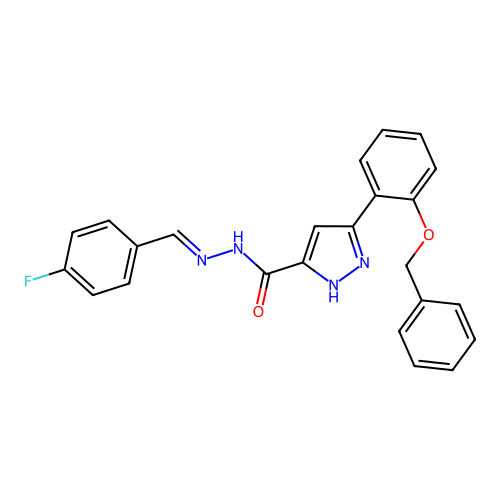 3-(2-(Benzyloxy)phenyl)-N'-(4-fluorobenzylidene)-1H-pyrazole-5-carbohydrazide structure