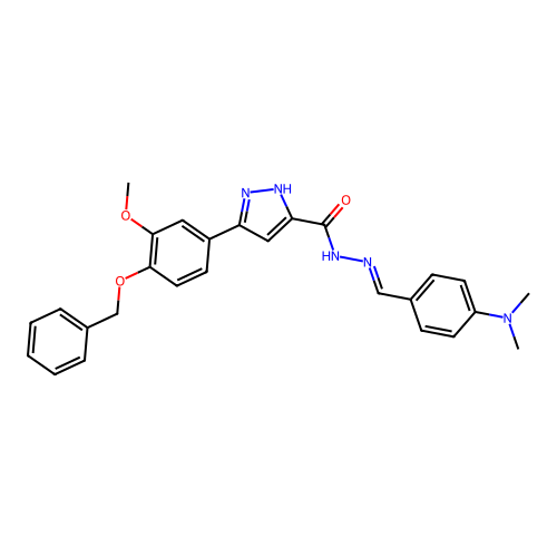 3-[4-(benzyloxy)-3-methoxyphenyl]-N'-{(E)-[4-(dimethylamino)phenyl]methylidene}-1H-pyrazole-5-carbohydrazide structure