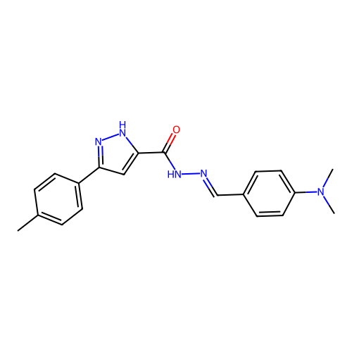 (E)-N'-(4-(dimethylamino)benzylidene)-3-(p-tolyl)-1H-pyrazole-5-carbohydrazide structure
