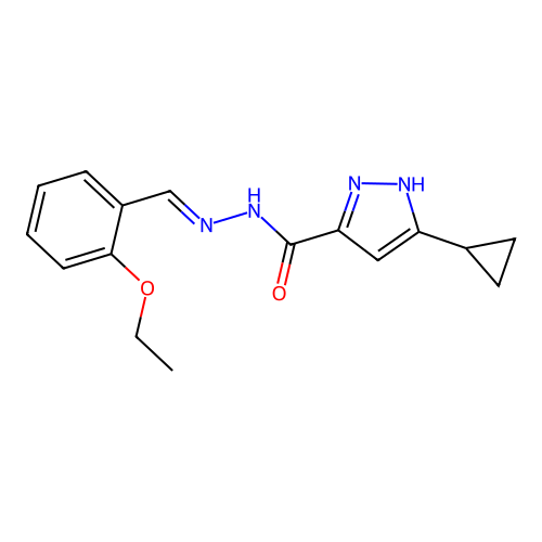 (E)-3-cyclopropyl-N'-(2-ethoxybenzylidene)-1H-pyrazole-5-carbohydrazide structure