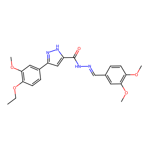 (E)-N'-(3,4-dimethoxybenzylidene)-3-(4-ethoxy-3-methoxyphenyl)-1H-pyrazole-5-carbohydrazide structure