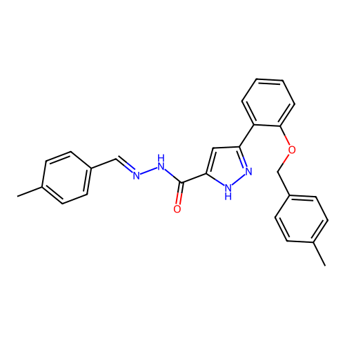 3-{2-[(4-methylbenzyl)oxy]phenyl}-N'-[(E)-(4-methylphenyl)methylidene]-1H-pyrazole-5-carbohydrazide structure