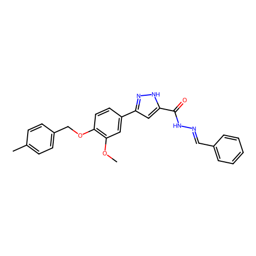 3-{3-methoxy-4-[(4-methylbenzyl)oxy]phenyl}-N'-[(E)-phenylmethylidene]-1H-pyrazole-5-carbohydrazide structure