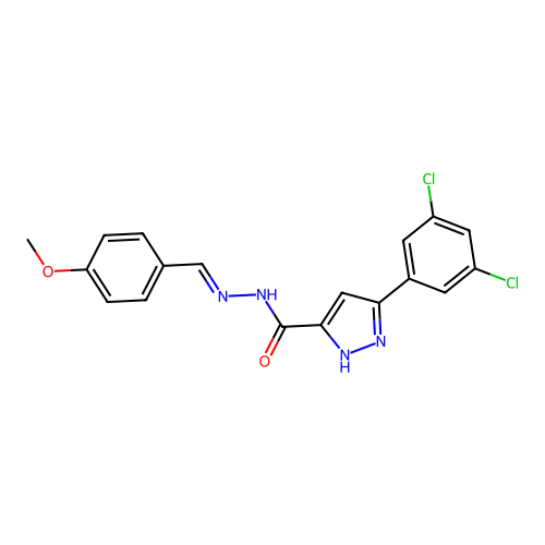 3-(3,5-dichlorophenyl)-N'-[(E)-(4-methoxyphenyl)methylidene]-1H-pyrazole-5-carbohydrazide structure