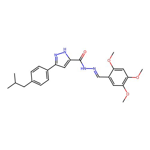 3-[4-(2-methylpropyl)phenyl]-N'-[(E)-(2,4,5-trimethoxyphenyl)methylidene]-1H-pyrazole-5-carbohydrazide structure