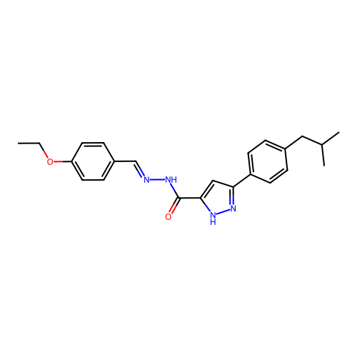 (E)-N'-(4-ethoxybenzylidene)-3-(4-isobutylphenyl)-1H-pyrazole-5-carbohydrazide structure
