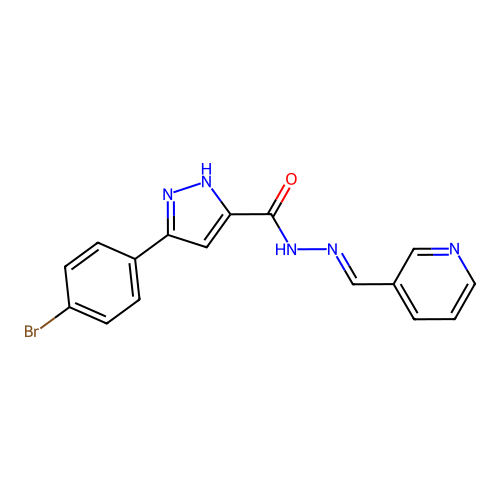 3-(4-bromophenyl)-N'-[(E)-3-pyridinylmethylidene]-1H-pyrazole-5-carbohydrazide structure