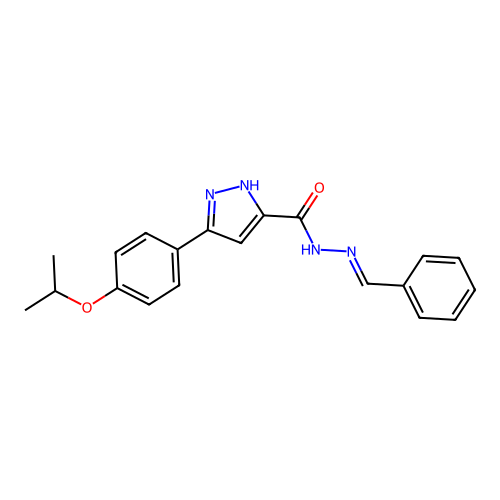 (E)-N'-benzylidene-3-(4-isopropoxyphenyl)-1H-pyrazole-5-carbohydrazide structure
