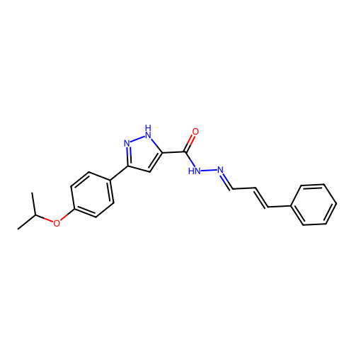 (E)-3-(4-isopropoxyphenyl)-N'-((E)-3-phenylallylidene)-1H-pyrazole-5-carbohydrazide structure