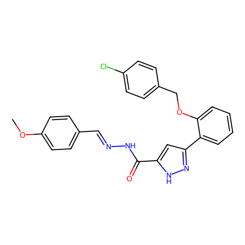 3-(2-((4-CL-BENZYL)OXY)PH)N'-(4-METHOXYBENZYLIDENE)-1H-PYRAZOLE-5-CARBOHYDRAZIDE structure