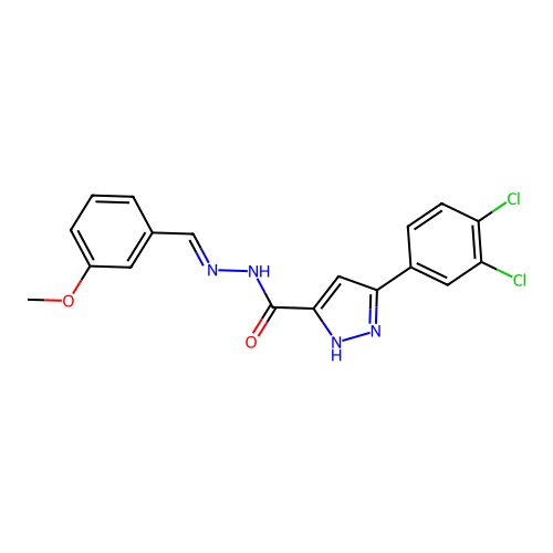 3-(3,4-dichlorophenyl)-N'-[(E)-(3-methoxyphenyl)methylidene]-1H-pyrazole-5-carbohydrazide structure
