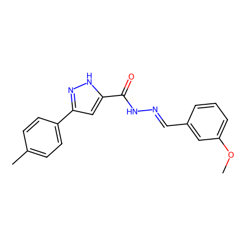 (E)-N'-(3-methoxybenzylidene)-3-(p-tolyl)-1H-pyrazole-5-carbohydrazide structure