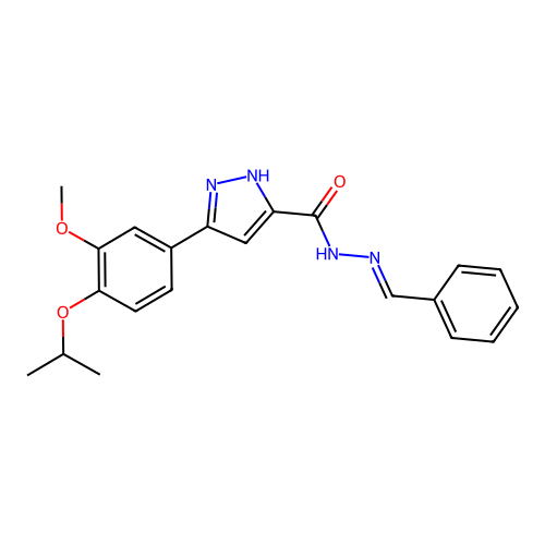 (E)-N'-benzylidene-3-(4-isopropoxy-3-methoxyphenyl)-1H-pyrazole-5-carbohydrazide structure
