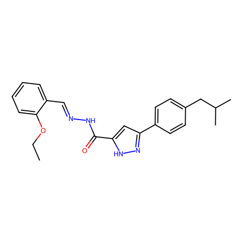 (E)-N'-(2-ethoxybenzylidene)-3-(4-isobutylphenyl)-1H-pyrazole-5-carbohydrazide structure