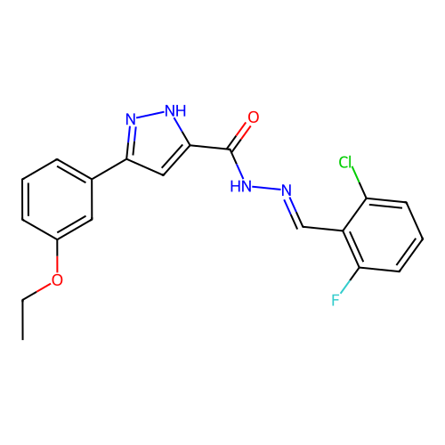 N'-[(E)-(2-chloro-6-fluorophenyl)methylidene]-3-(3-ethoxyphenyl)-1H-pyrazole-5-carbohydrazide structure