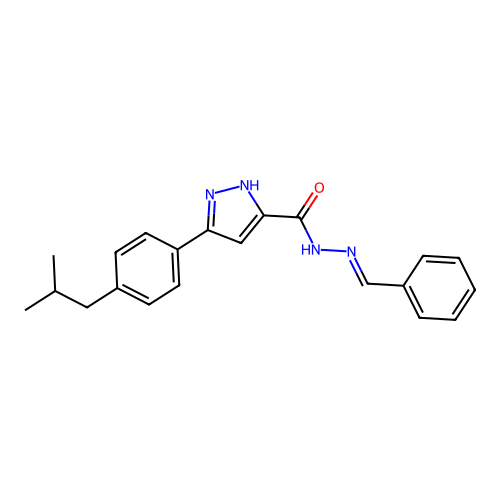 N'-Benzylidene-3-(4-isobutylphenyl)-1H-pyrazole-5-carbohydrazide structure