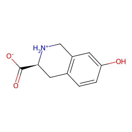 (3S)-7-hydroxy-1,2,3,4-tetrahydroisoquinolin-2-ium-3-carboxylate structure