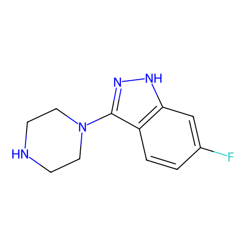 6-fluoro-3-piperazin-1-yl-1H-indazole structure