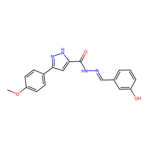 (E)-N'-(3-hydroxybenzylidene)-3-(4-methoxyphenyl)-1H-pyrazole-5-carbohydrazide structure
