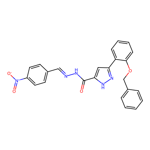 3-(2-(Benzyloxy)phenyl)-N'-(4-nitrobenzylidene)-1H-pyrazole-5-carbohydrazide structure