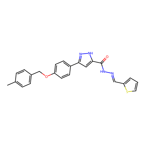 3-(4-((4-ME-Benzyl)oxy)PH)-N'-(2-thienylmethylene)-1H-pyrazole-5-carbohydrazide structure