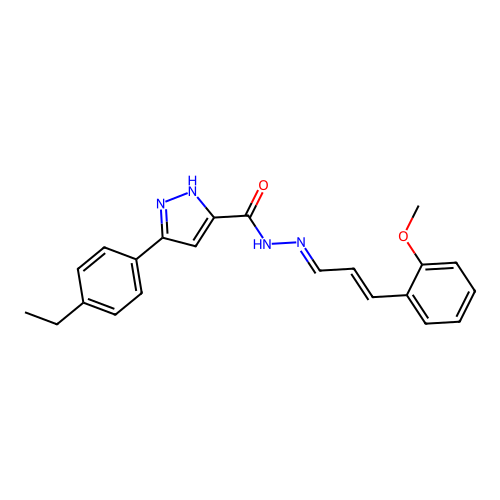 3-(4-Ethylphenyl)-N'-(3-(2-meo-PH)-2-propenylidene)-1H-pyrazole-5-carbohydrazide structure