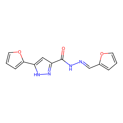 (E)-3-(furan-2-yl)-N'-(furan-2-ylmethylene)-1H-pyrazole-5-carbohydrazide structure