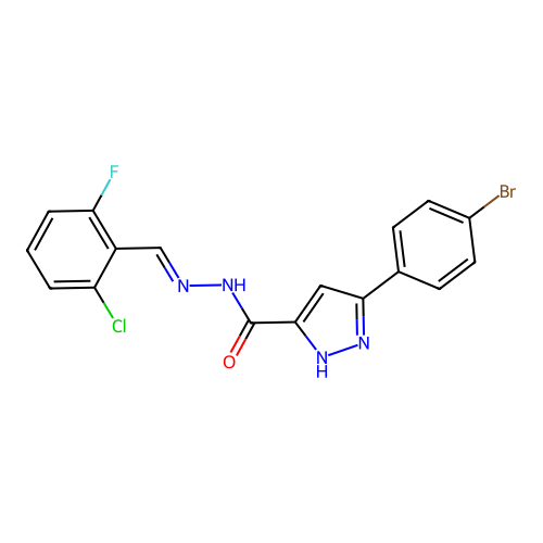 3-(4-Bromophenyl)-N'-(2-chloro-6-fluorobenzylidene)-1H-pyrazole-5-carbohydrazide structure