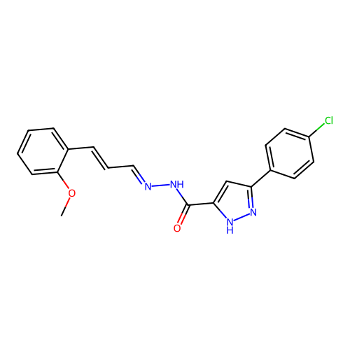 3-(4-chlorophenyl)-N'-[(1E,2E)-3-(2-methoxyphenyl)prop-2-en-1-ylidene]-1H-pyrazole-5-carbohydrazide structure