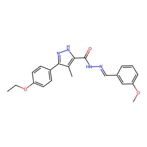 3-(4-ethoxyphenyl)-N'-[(E)-(3-methoxyphenyl)methylidene]-4-methyl-1H-pyrazole-5-carbohydrazide structure