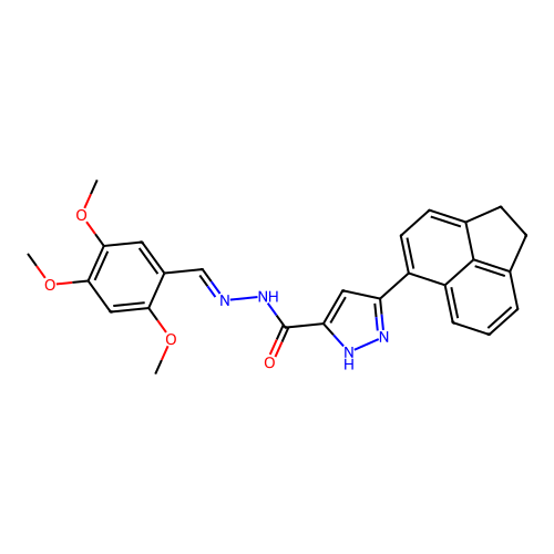 3-(1,2-dihydroacenaphthylen-5-yl)-N'-[(E)-(2,4,5-trimethoxyphenyl)methylidene]-1H-pyrazole-5-carbohydrazide structure