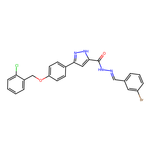 N'-(3-BR-Benzylidene)-3-(4-((2-chlorobenzyl)oxy)PH)-1H-pyrazole-5-carbohydrazide structure