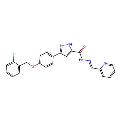 3-(4-((2-CL-Benzyl)oxy)PH)N'-(2-pyridinylmethylene)-1H-pyrazole-5-carbohydrazide structure
