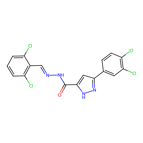3-(3,4-dichlorophenyl)-N'-[(E)-(2,6-dichlorophenyl)methylidene]-1H-pyrazole-5-carbohydrazide structure