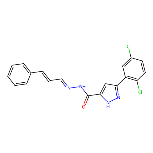3-(2,5-dichlorophenyl)-N'-[(1E,2E)-3-phenylprop-2-en-1-ylidene]-1H-pyrazole-5-carbohydrazide structure