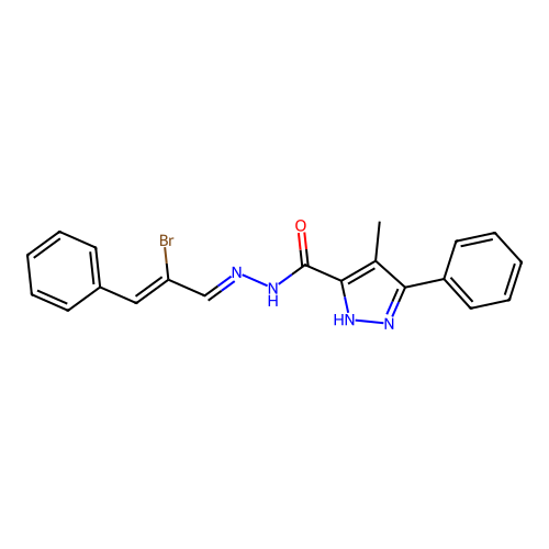 4-ME-5-PH-2H-Pyrazole-3-carboxylic acid (2-bromo-3-phenyl-allylidene)-hydrazide structure