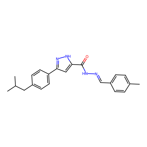 (E)-3-(4-isobutylphenyl)-N'-(4-methylbenzylidene)-1H-pyrazole-5-carbohydrazide structure