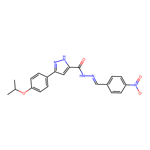 (E)-3-(4-isopropoxyphenyl)-N'-(4-nitrobenzylidene)-1H-pyrazole-5-carbohydrazide structure