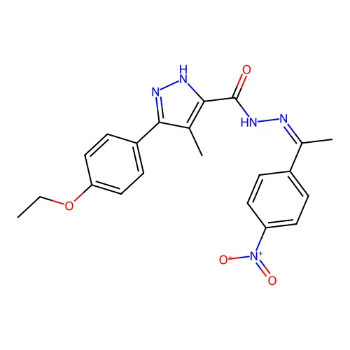 3-(4-乙氧基苯基)-4-甲基-N-[(Z)-1-(4-硝基苯基)亚乙基氨基]-1H-吡唑-5-甲酰胺 structure