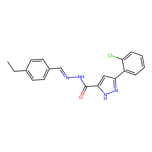 3-(2-chlorophenyl)-N'-[(E)-(4-ethylphenyl)methylidene]-1H-pyrazole-5-carbohydrazide structure