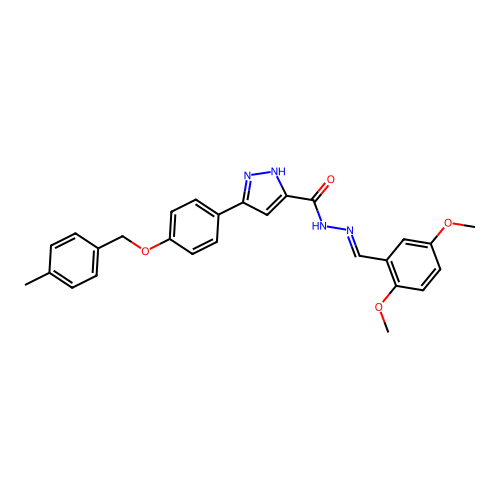 (E)-N'-(2,5-dimethoxybenzylidene)-3-(4-((4-methylbenzyl)oxy)phenyl)-1H-pyrazole-5-carbohydrazide structure