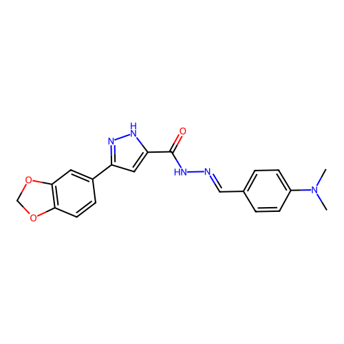 3-(1,3-benzodioxol-5-yl)-N'-{(E)-[4-(dimethylamino)phenyl]methylidene}-1H-pyrazole-5-carbohydrazide structure