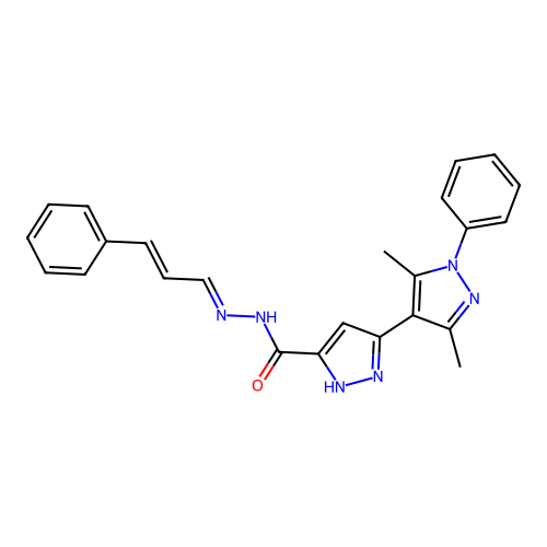3',5'-dimethyl-1'-phenyl-N'-[(1E,2E)-3-phenylprop-2-en-1-ylidene]-1H,1'H-3,4'-bipyrazole-5-carbohydrazide structure