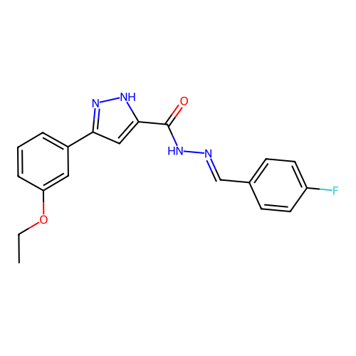(E)-3-(3-ethoxyphenyl)-N'-(4-fluorobenzylidene)-1H-pyrazole-5-carbohydrazide structure