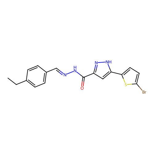3-(5-Bromo-2-thienyl)-N'-(4-ethylbenzylidene)-1H-pyrazole-5-carbohydrazide structure