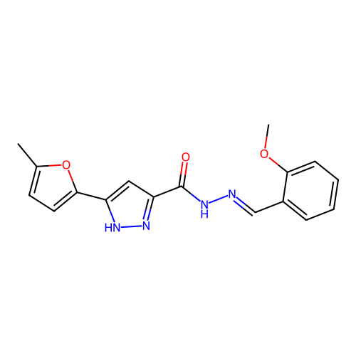 (E)-N'-(2-methoxybenzylidene)-3-(5-methylfuran-2-yl)-1H-pyrazole-5-carbohydrazide structure