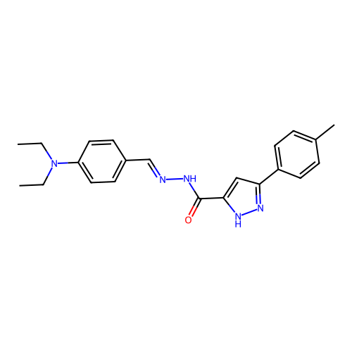 (E)-N'-(4-(diethylamino)benzylidene)-3-(p-tolyl)-1H-pyrazole-5-carbohydrazide structure